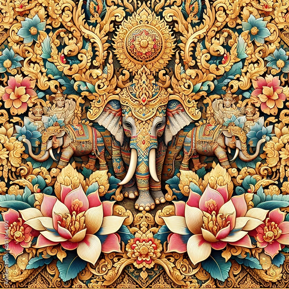 Obraz premium ลายช้าง