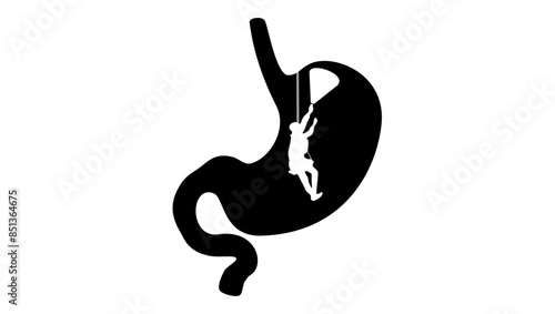 Gastroenterologist emblem, black isolated silhouette