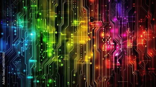 Fototapeta Naklejka Na Ścianę i Meble -  An abstract composition of colorful computer circuitry