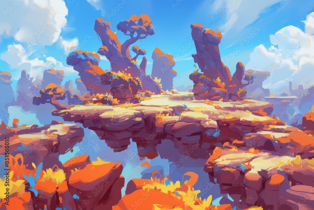 Fototapeta premium Fantasy Landscape with Floating Rocks