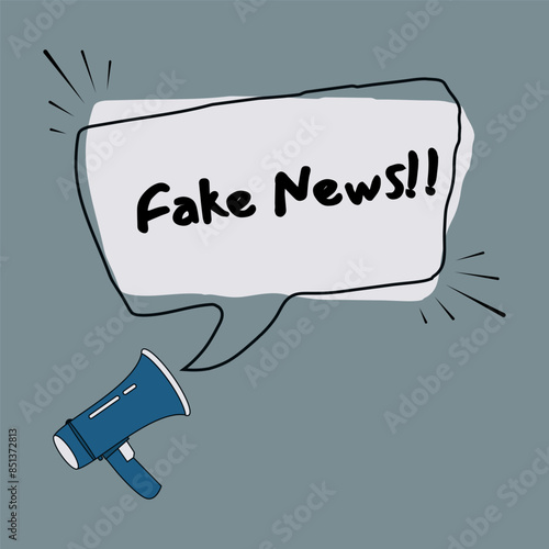 Megaphone with fake news in speech bubble vector illustration
