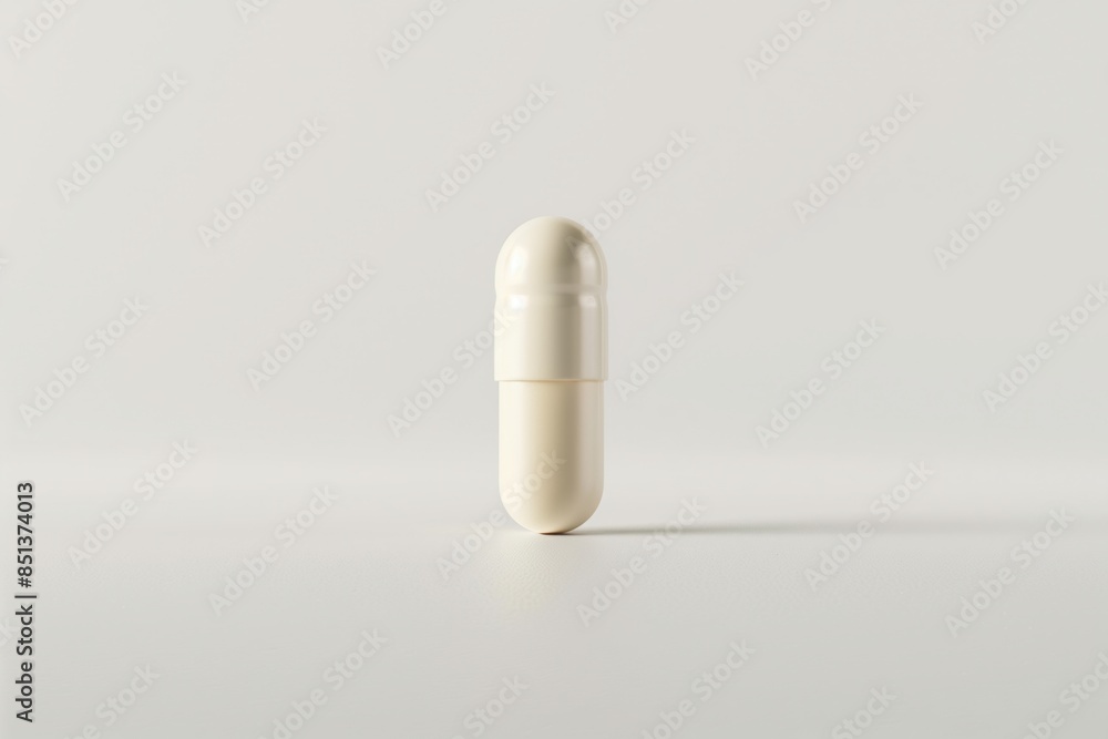 Single White Capsule on Minimalist Background. Single White Capsule on Minimalist Background.