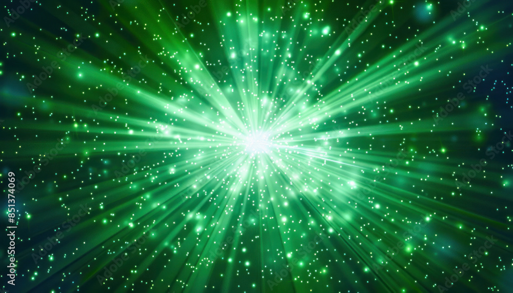 Abstract green background with white rays Abstract green background with white rays
