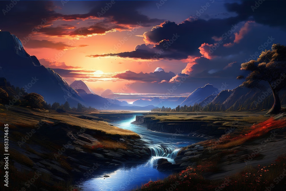 AI Image Generator, Breathtaking Sunset Reflection AI Image Generator, Breathtaking Sunset Reflection