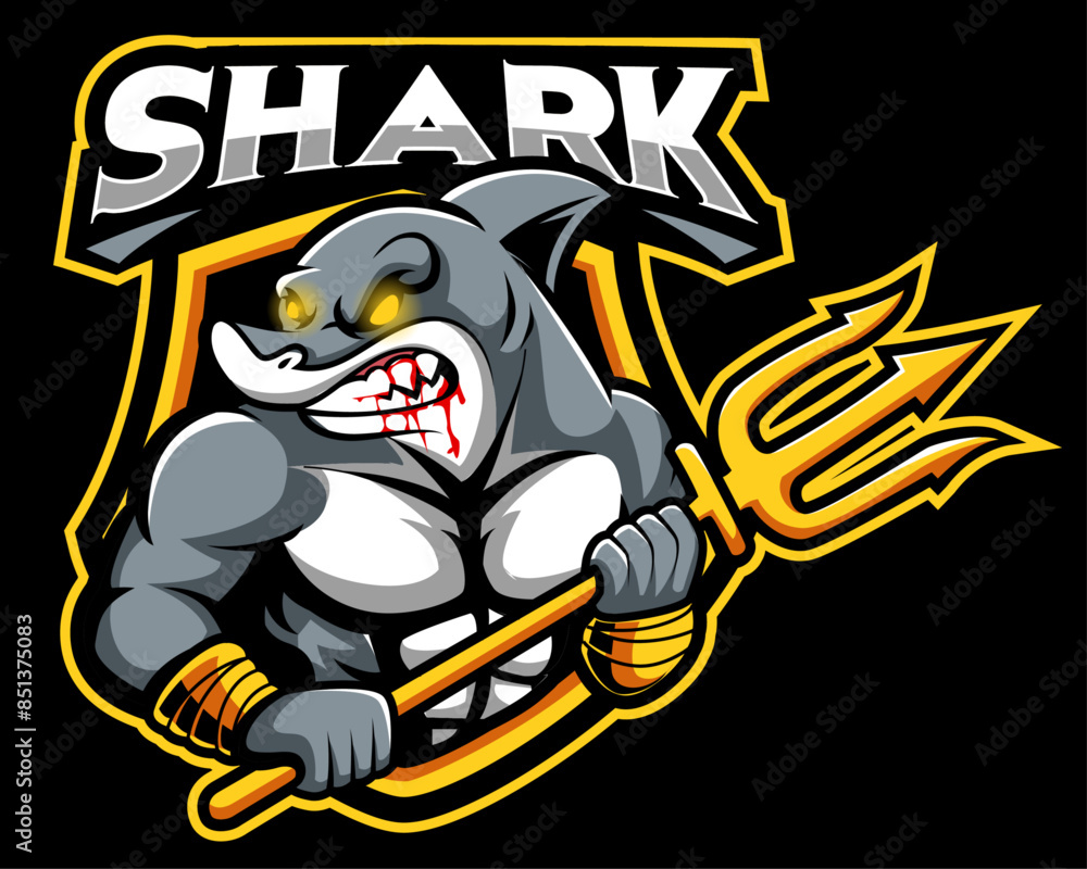 Obraz premium shark poseidon mascot logo