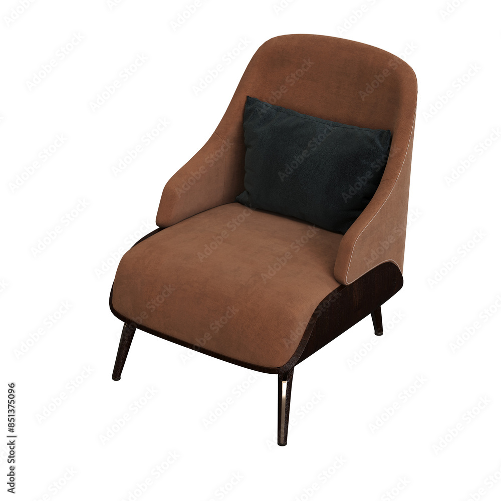 Naklejka premium armchair isolate on a transparent background, interior furniture, 3D illustration, cg render 