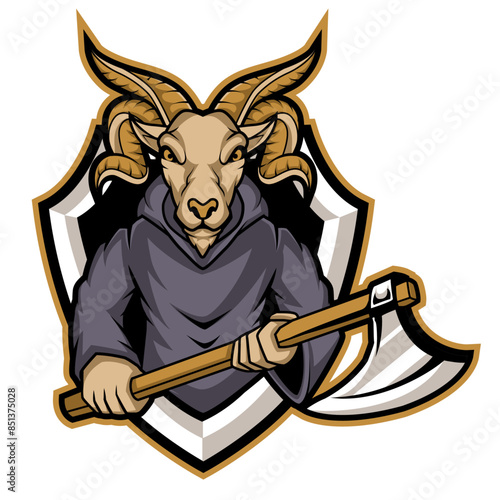 bighorn sheep axe mascot logo