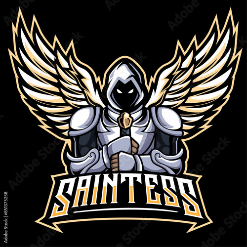 angel knight mascot logo isolated