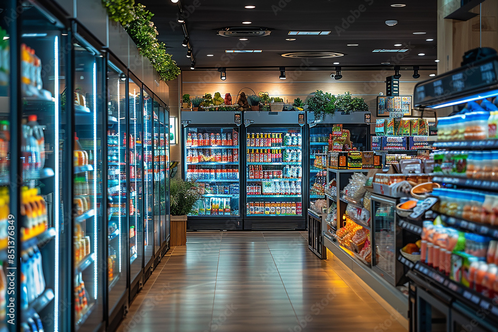 Generative AI - A modern interior of a supermarket Generative AI - A modern interior of a supermarket