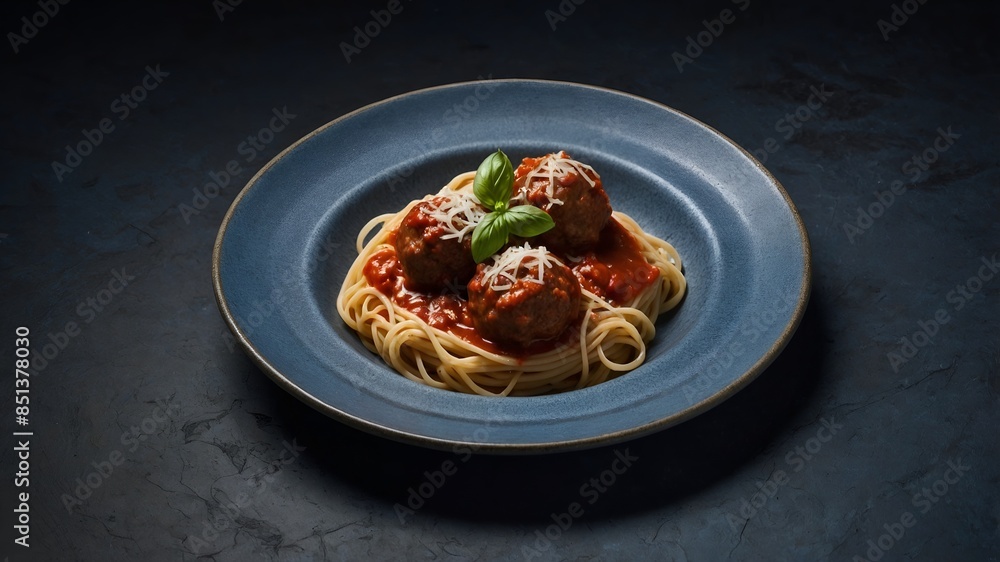 spaghetti with meatballs and tomato sauce, italian pasta