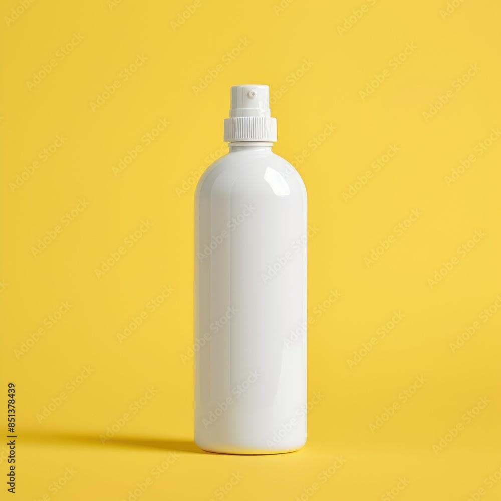 White bottle mockup with place to add text on yellow background White bottle mockup with place to add text on yellow background