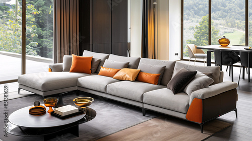 Two-tone sofa in a contemporary living room