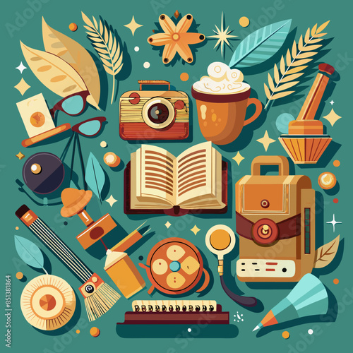 artistic scrapbooking with vintage-inspired elements, find vintage-inspired elements, select coordinating papers, plan artistic scrapbook layout, arrange vintage elements