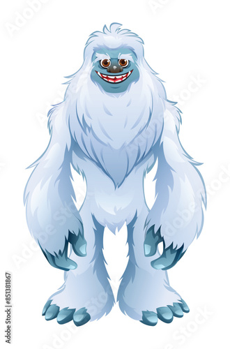 Yeti cartoon character. Monster vector illustration isolated on white background