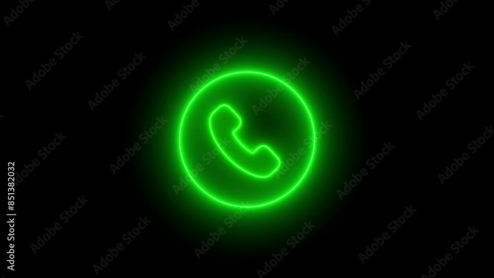 Glowing neon calling icon animation technology. Glowing neon calling icon animation technology.