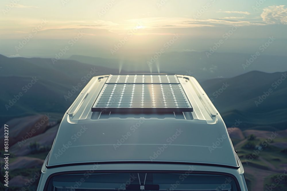 Obraz premium campervan with solar panel on roof