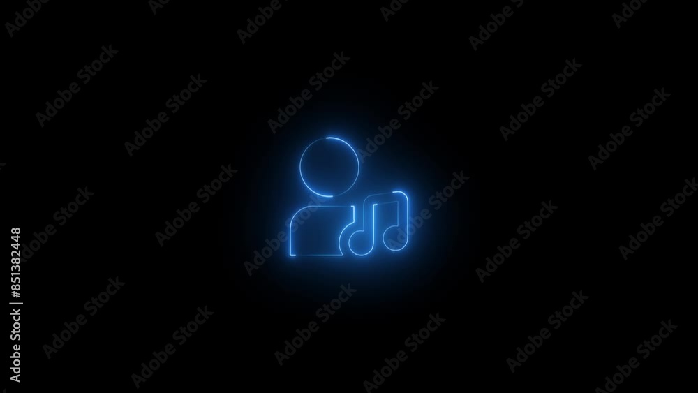 Beautiful black background of neon musical note icon Beautiful black background of neon musical note icon
