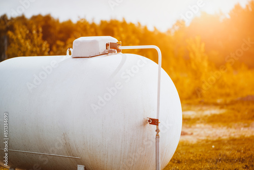 Photos Rural home with large white propane gas tank