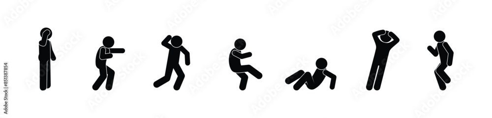 fight and conflict icon, people quarrel, stick figure man, silhouettes of people, human poses fight and conflict icon, people quarrel, stick figure man, silhouettes of people, human poses