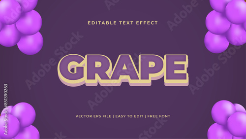 Fruits theme text effect. 3D colorful font editable template