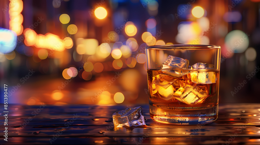 A glass of whiskey on the rocks A glass of whiskey on the rocks