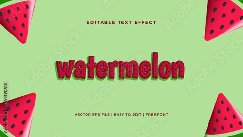 Fruits theme text effect. 3D colorful font editable template