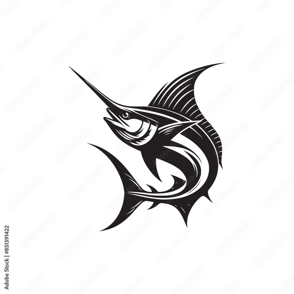 Swordfish Vector Silhouette - Swordfish Illustration - Fish Vector Swordfish Vector Silhouette - Swordfish Illustration - Fish Vector