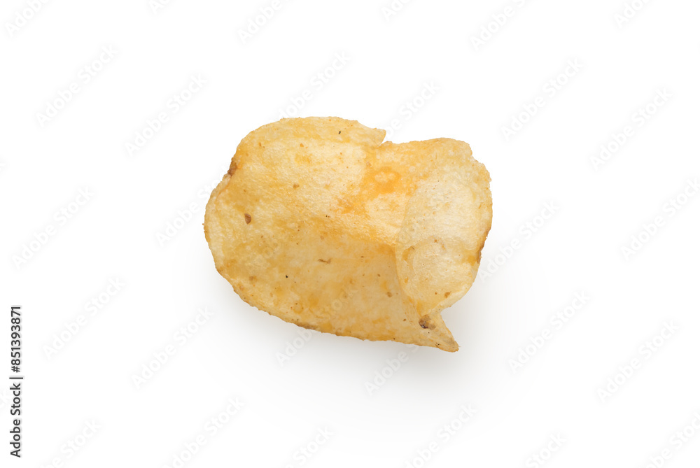 Organic potato chip from above isolated on white Organic potato chip from above isolated on white
