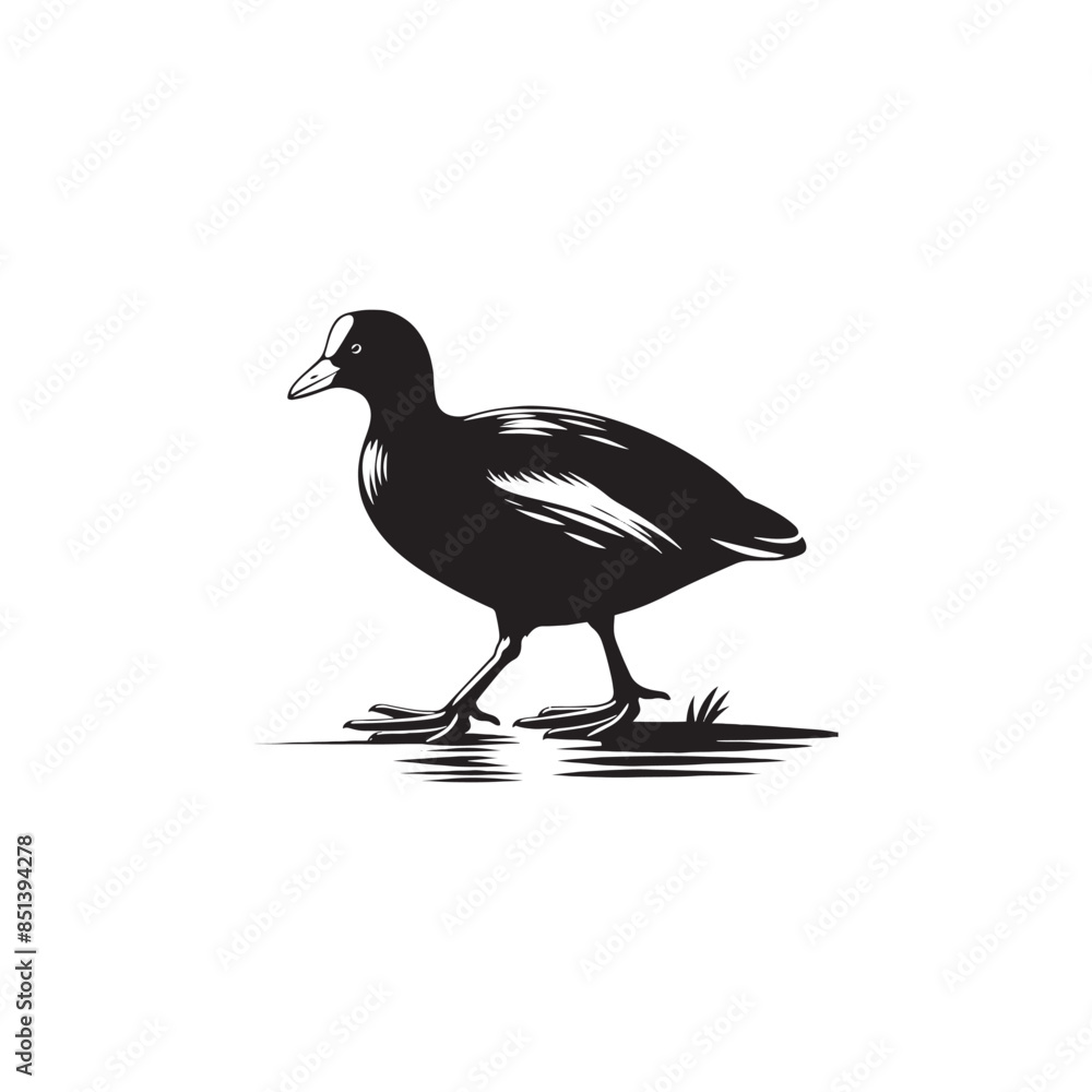 Naklejka premium Coot Bird Silhouette - Coot Black Illustration - Coot Bird Vector.