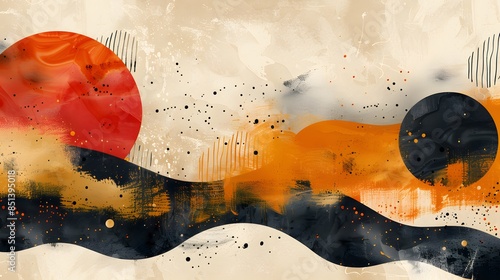 Wallpaper Mural Abstract Art with Red and Orange Circles Torontodigital.ca