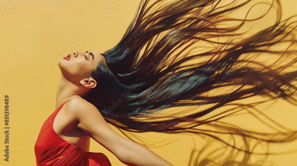portrait of a woman with long shiny hair