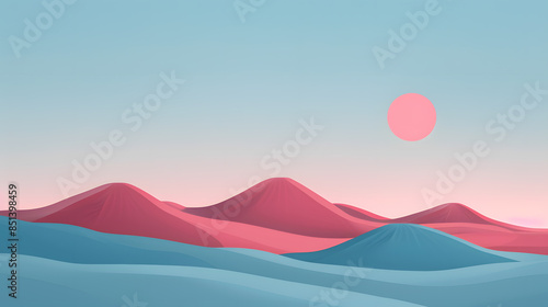 Minimal hills flat style illustration background