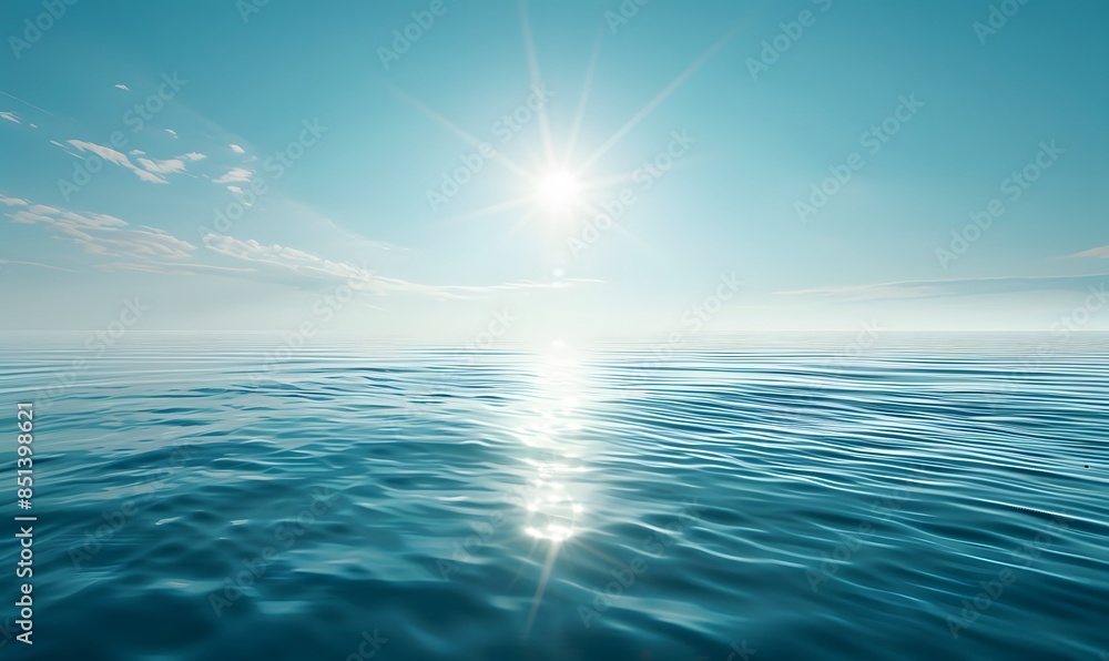 Obraz premium ater with a sun shining brightly on it The water is calm, Generative AI