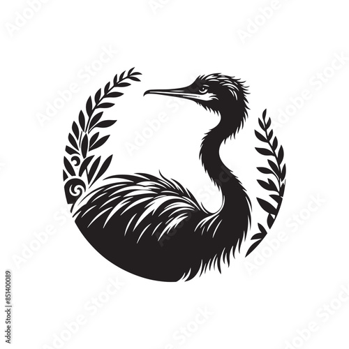 Rhea Vector Silhouette - Rhea Illustration - Bird Vector