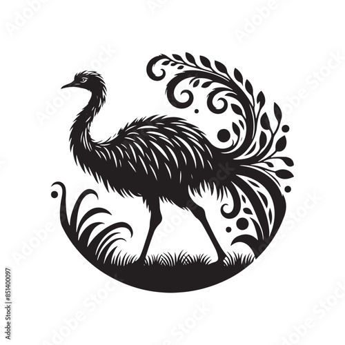 Rhea Vector Silhouette - Rhea Illustration - Bird Vector