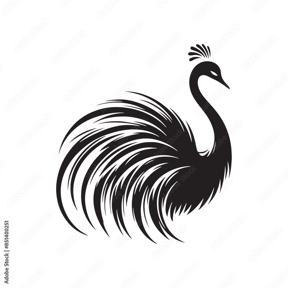 Obraz premium Rhea Vector Silhouette - Rhea Illustration - Bird Vector