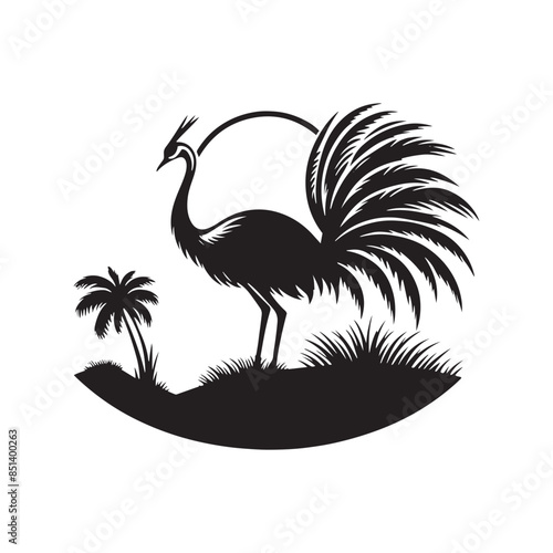 Rhea Vector Silhouette - Rhea Illustration - Bird Vector