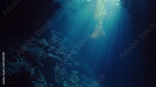 Sunlight Illuminating Underwater Cave