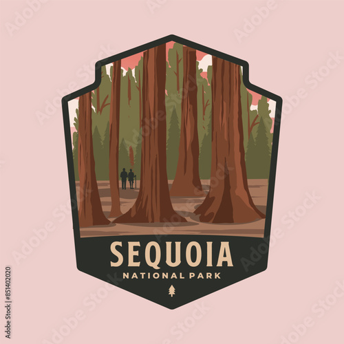 sequoia national park patch logo vector symbol illustration design, california landmark in badge emblem patch style