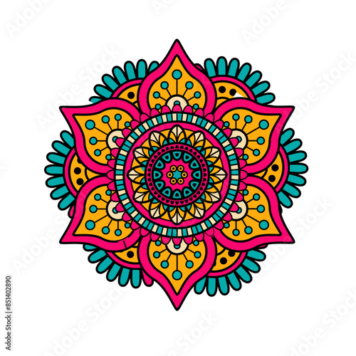 Indian Ethnic Mandala pattern isolated on white background , vector illustration design.