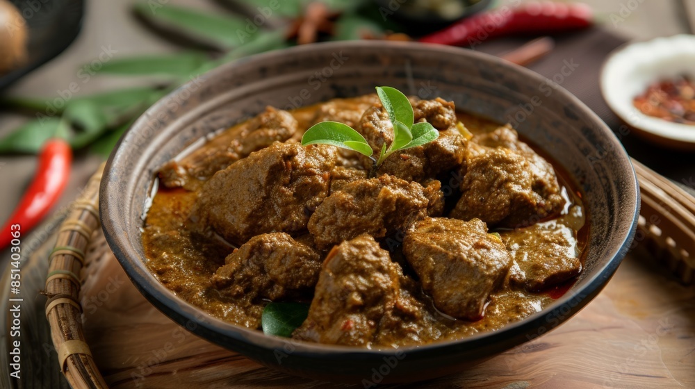 Indonesian Beef Rendang with Aromatic Spices Indonesian Beef Rendang with Aromatic Spices