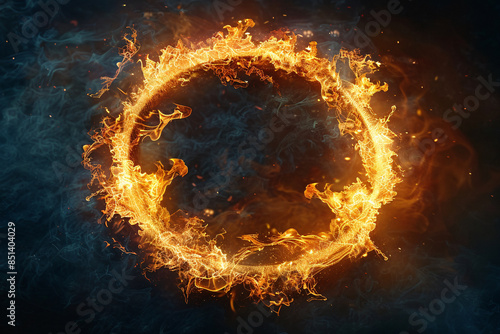 a circle of fire with smoke photo
