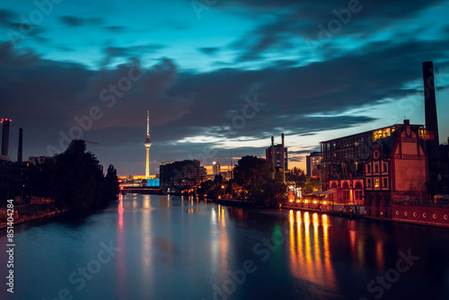 Photography night view of the city, Berlin-Kreuzberg