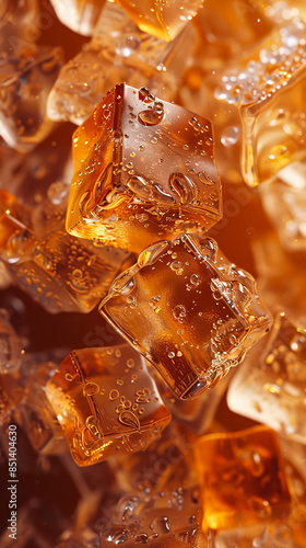 A close up of some ice cubes.