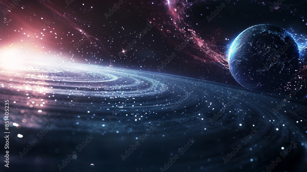 Obraz premium Space-themed abstract background showcasing a planet and starry galaxy