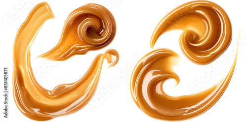 Liquid caramel swirl isolated on white background