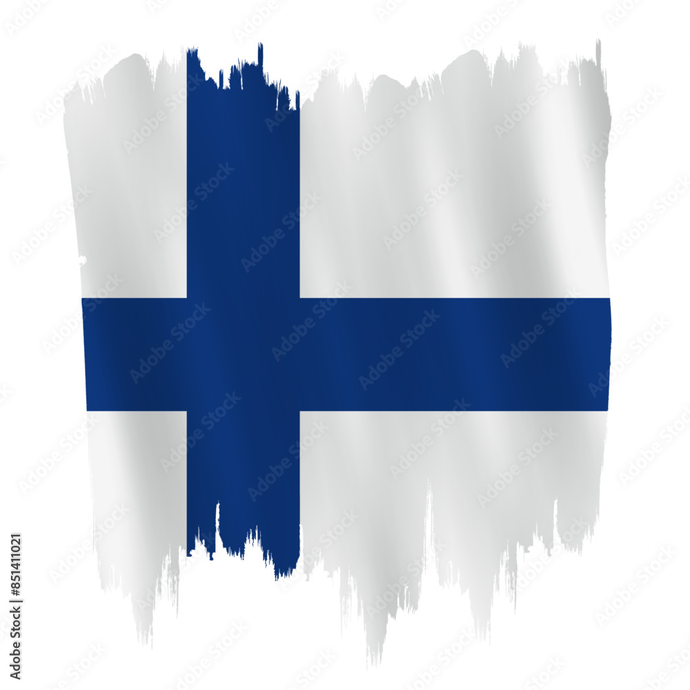 Finland flag on brush paint stroke.