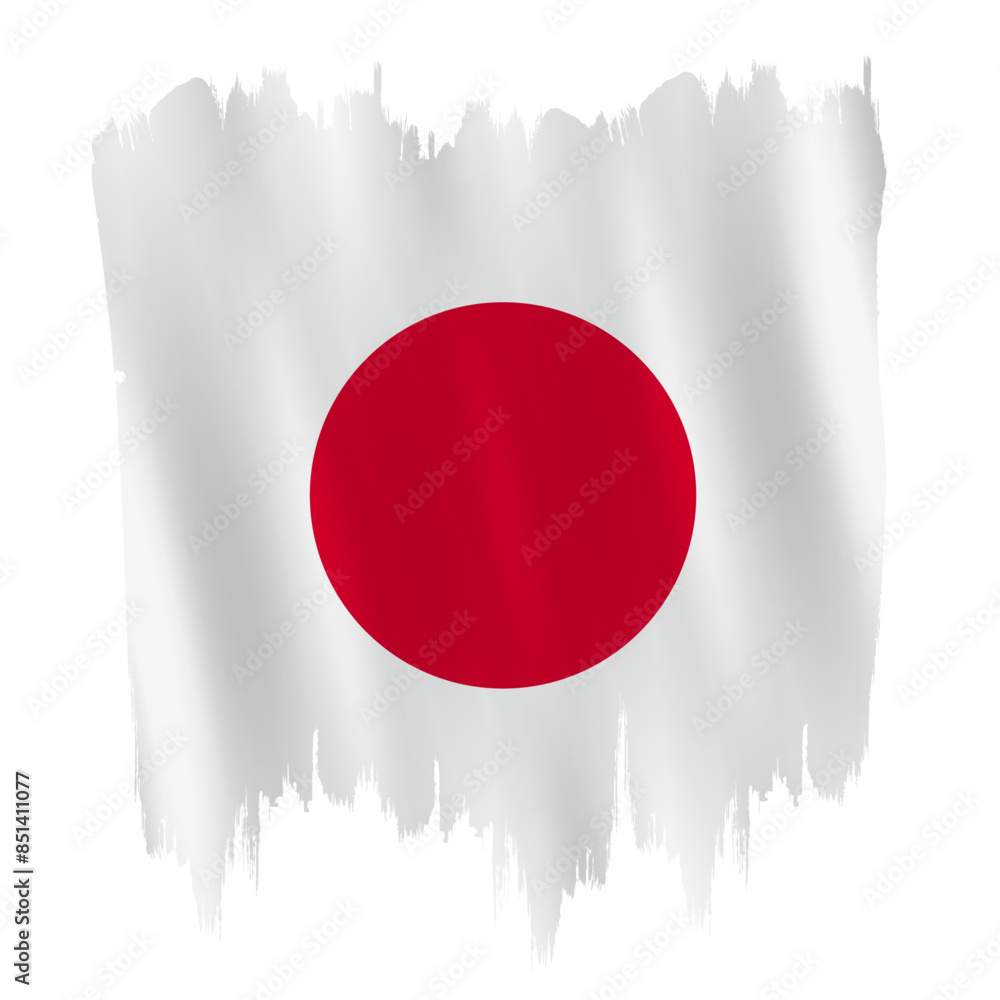 Japan flag on brush paint stroke.