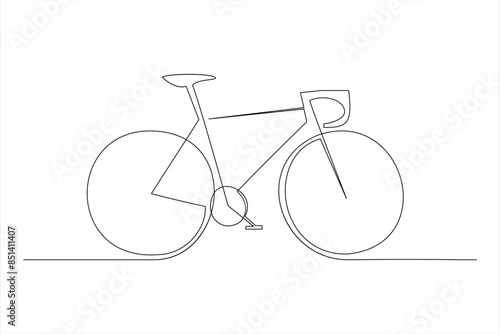 Continuous one line bicycle outline on a white background vector art illustration