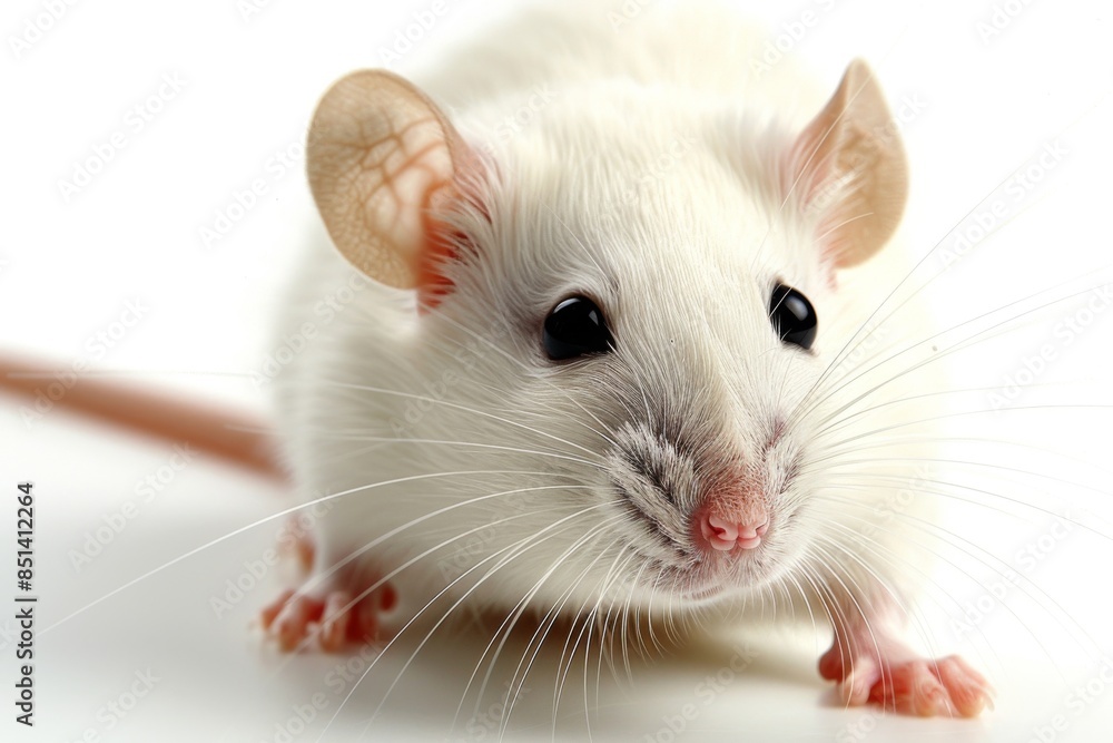 White laboratory rat isolated on pure white background, detailed and scientific White laboratory rat isolated on pure white background, detailed and scientific